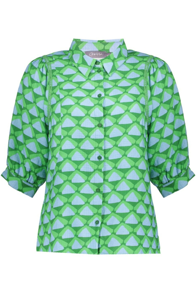 BLOUSE MET PATROON 53458 20 000530 GREEN/BLUE